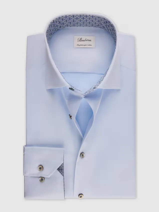 Hemden lange mouw blauw Stenströms