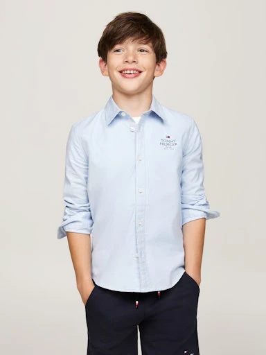 Hemden lange mouw blauw Tommy Hilfiger