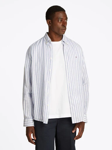 Hemden lange mouw blauw Tommy Hilfiger