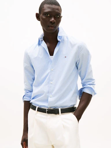 Hemden lange mouw blauw Tommy Hilfiger