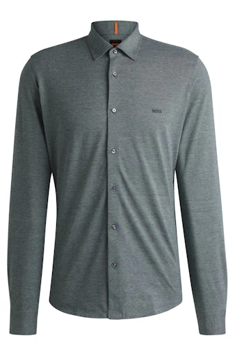 Hemden lange mouw groen Boss Men Black