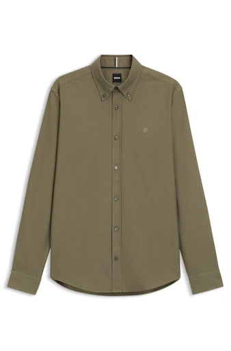 Hemden lange mouw groen Boss Men Black