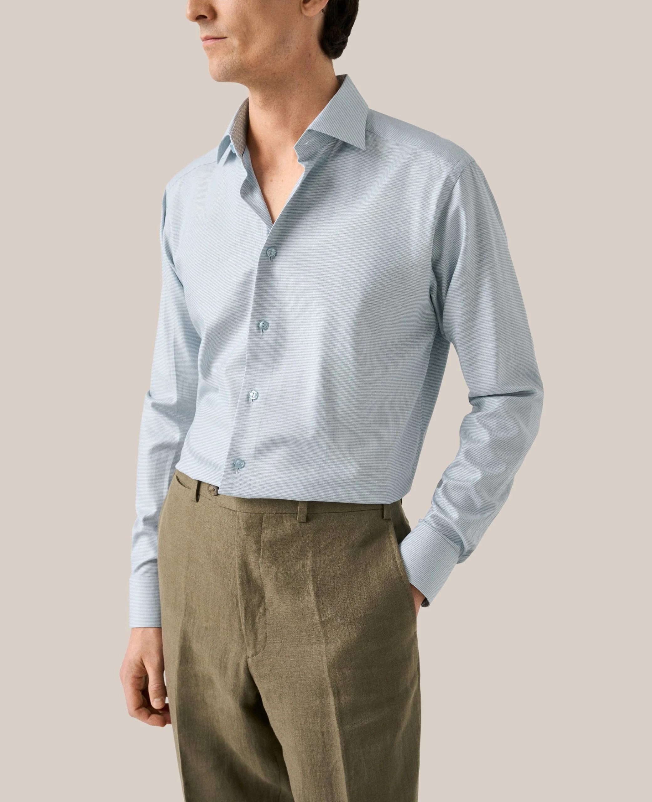 Hemden lange mouw groen ETON SHIRT