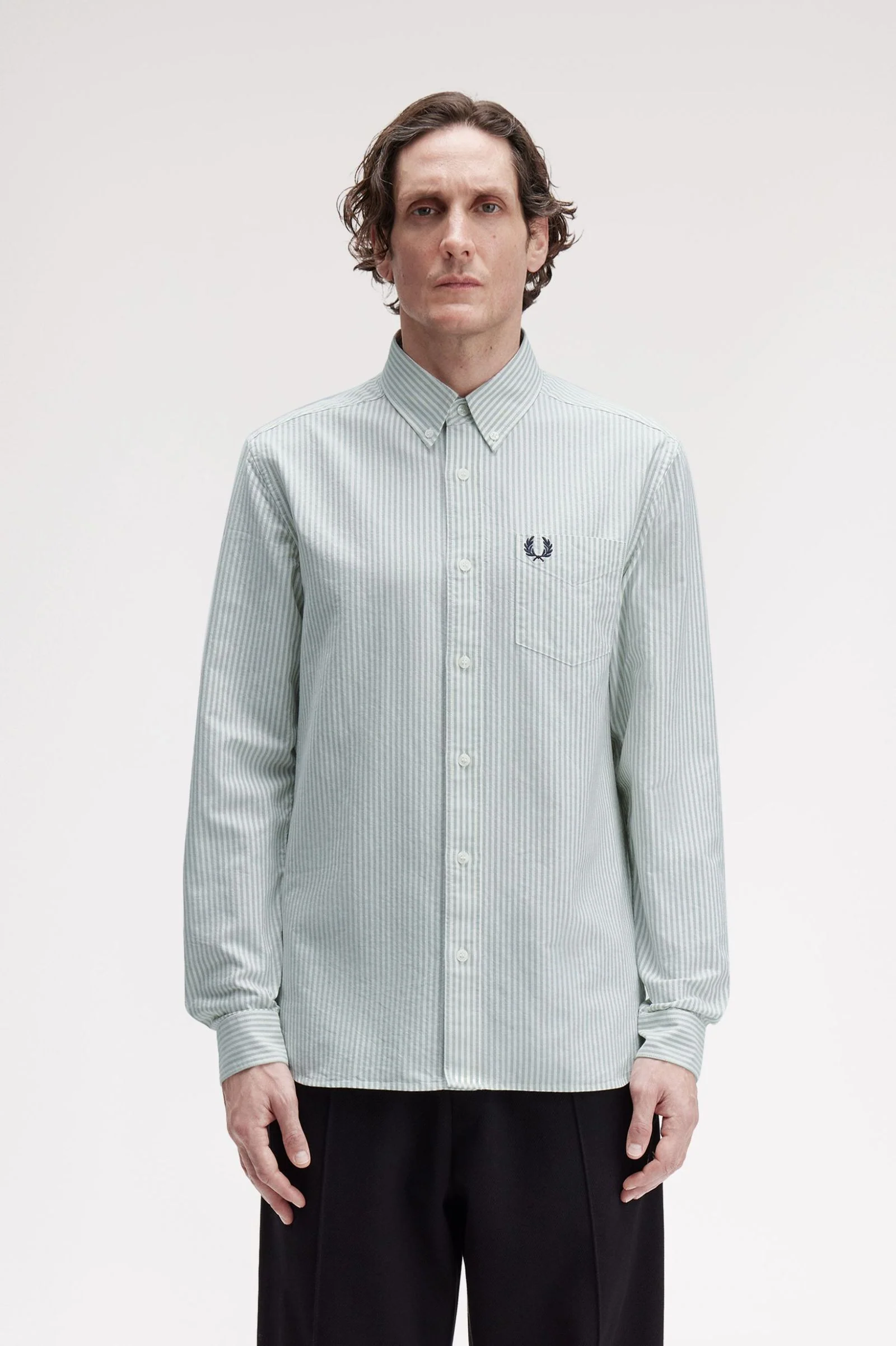 Hemden lange mouw groen Fred Perry