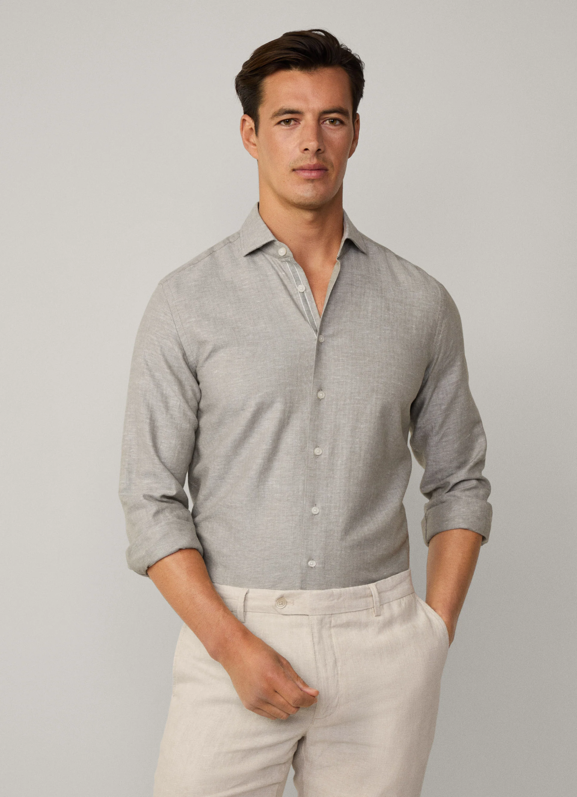 Hemden lange mouw groen Hackett London