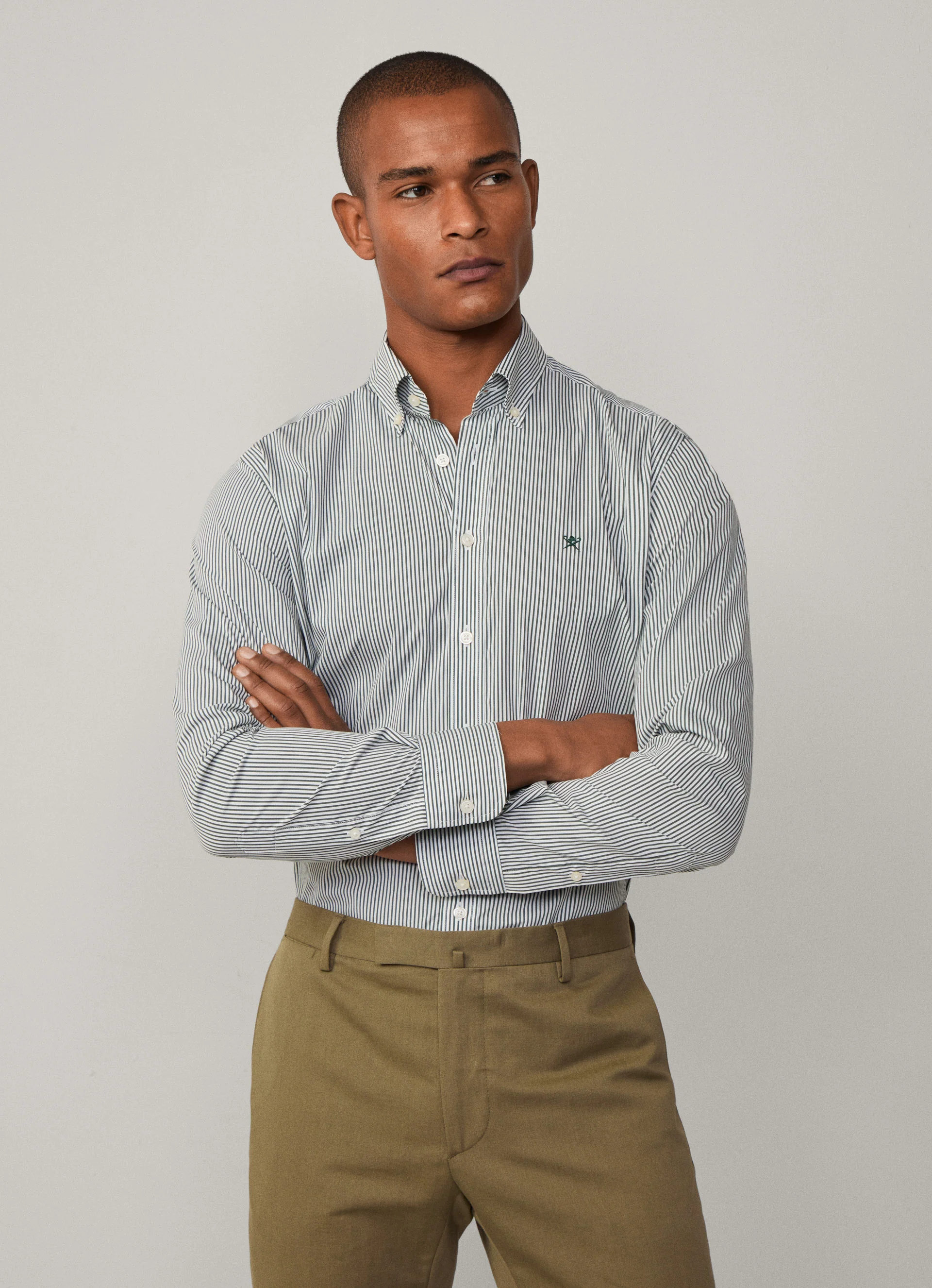 Hemden lange mouw groen Hackett London