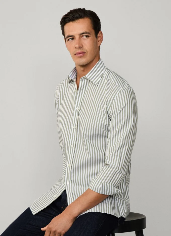Hemden lange mouw groen Hackett London