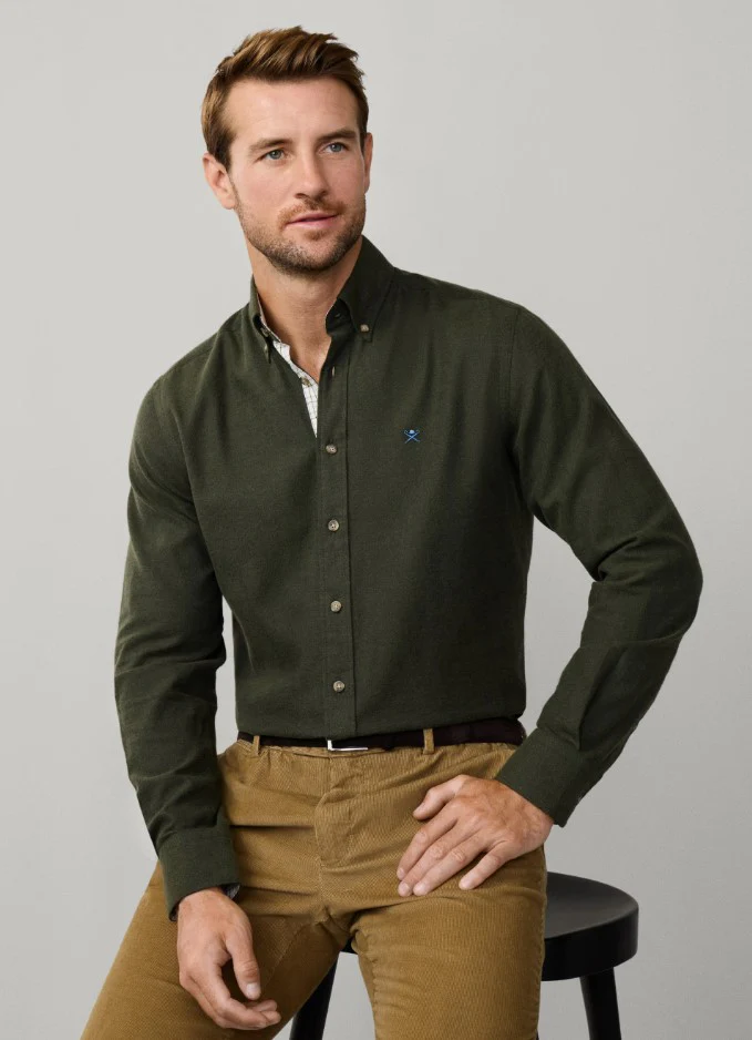 Hemden lange mouw groen Hackett London