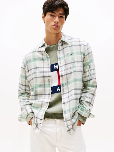 Hemden lange mouw groen Tommy Jeans