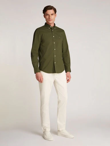 Hemden lange mouw groen Tommy Hilfiger