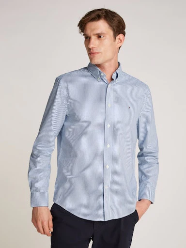 Hemden lange mouw blauw Tommy Hilfiger