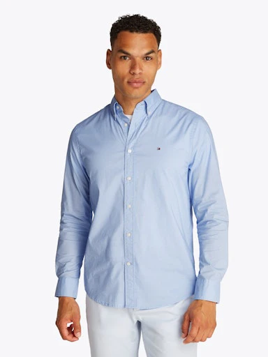 Hemden lange mouw blauw Tommy Hilfiger