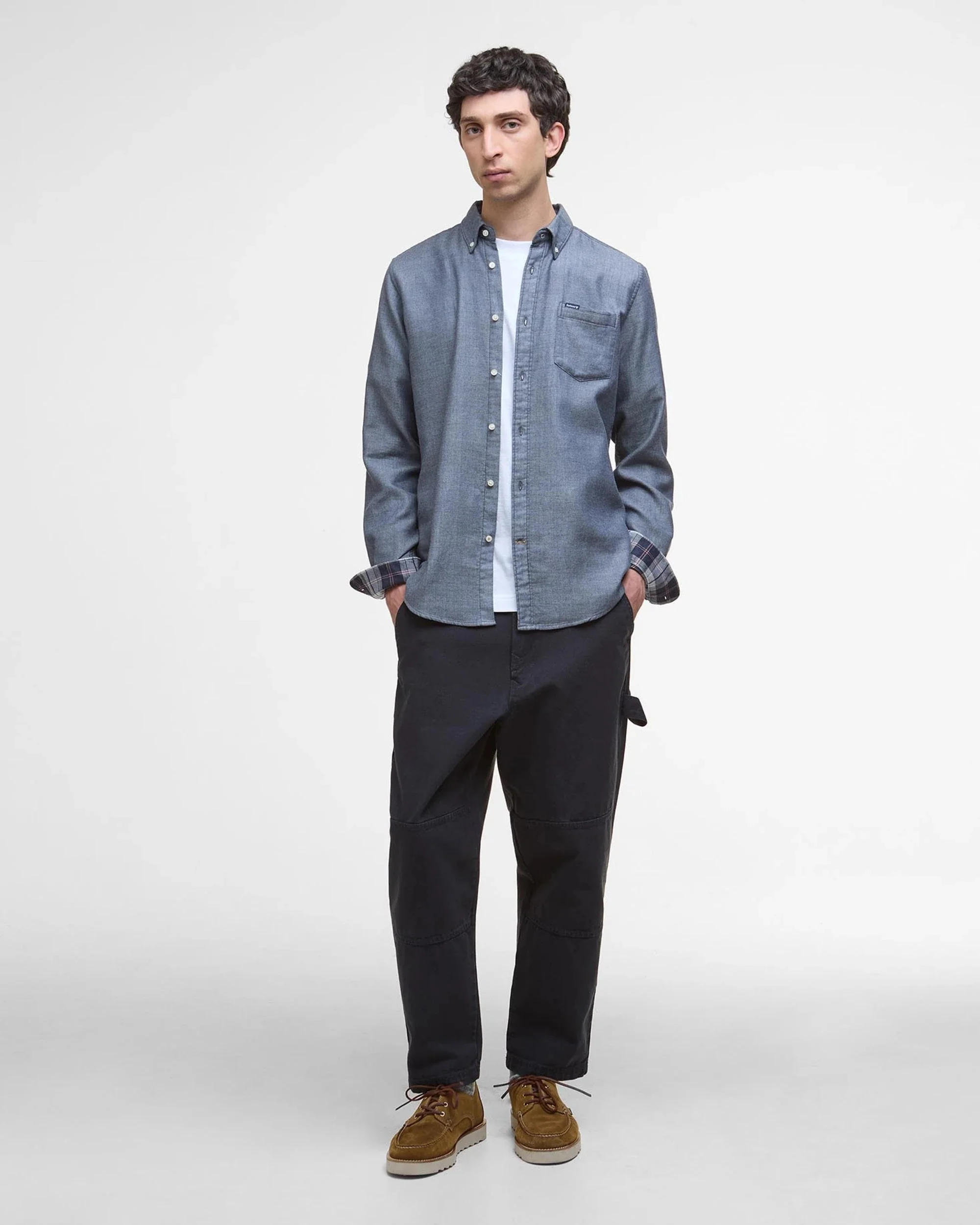 Hemden lange mouw navy Barbour