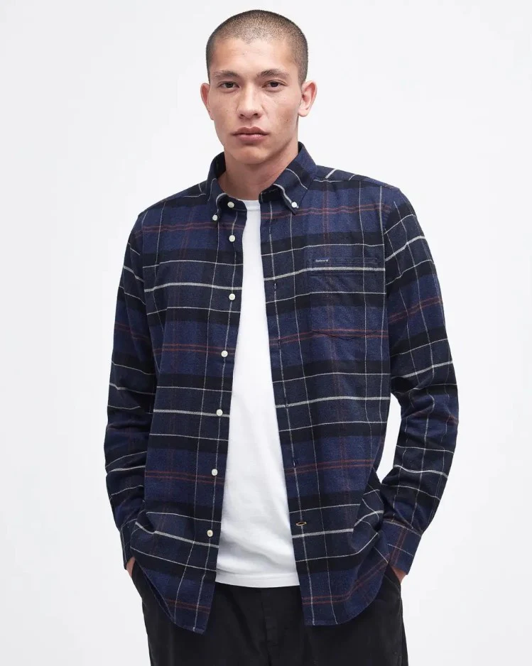 Hemden lange mouw navy Barbour