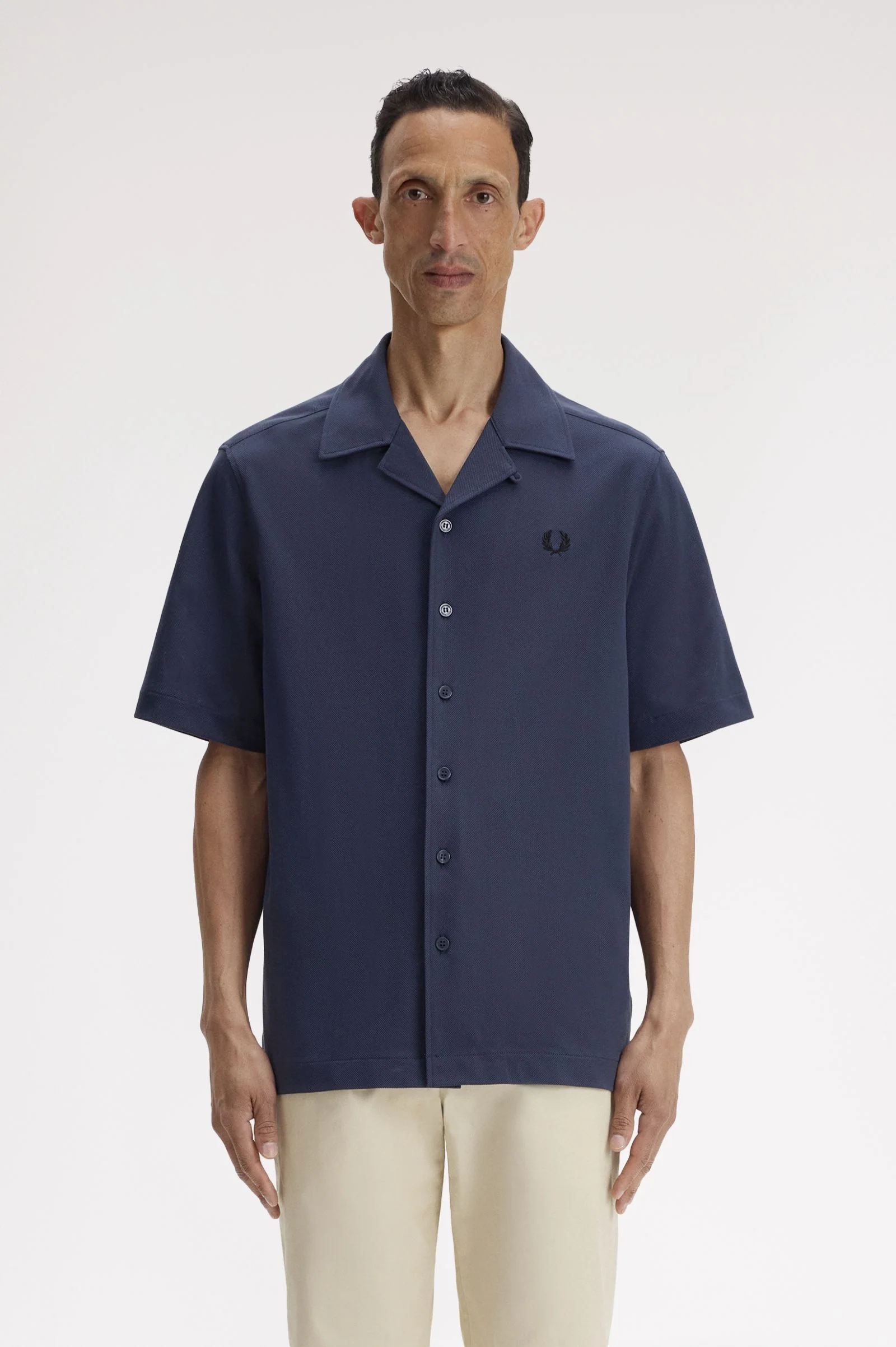 Hemden lange mouw navy Fred Perry