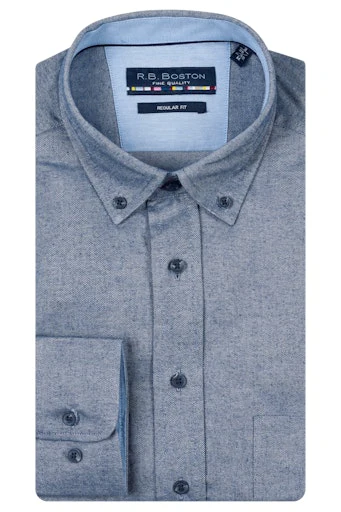 Hemden lange mouw navy R.B. Boston