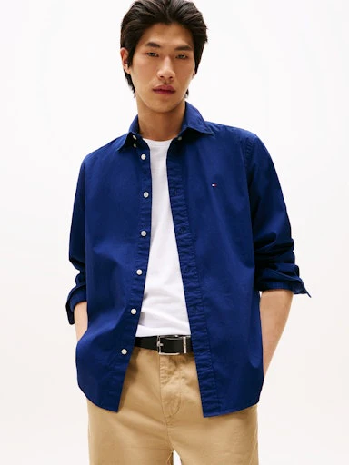 Hemden lange mouw navy Tommy Hilfiger