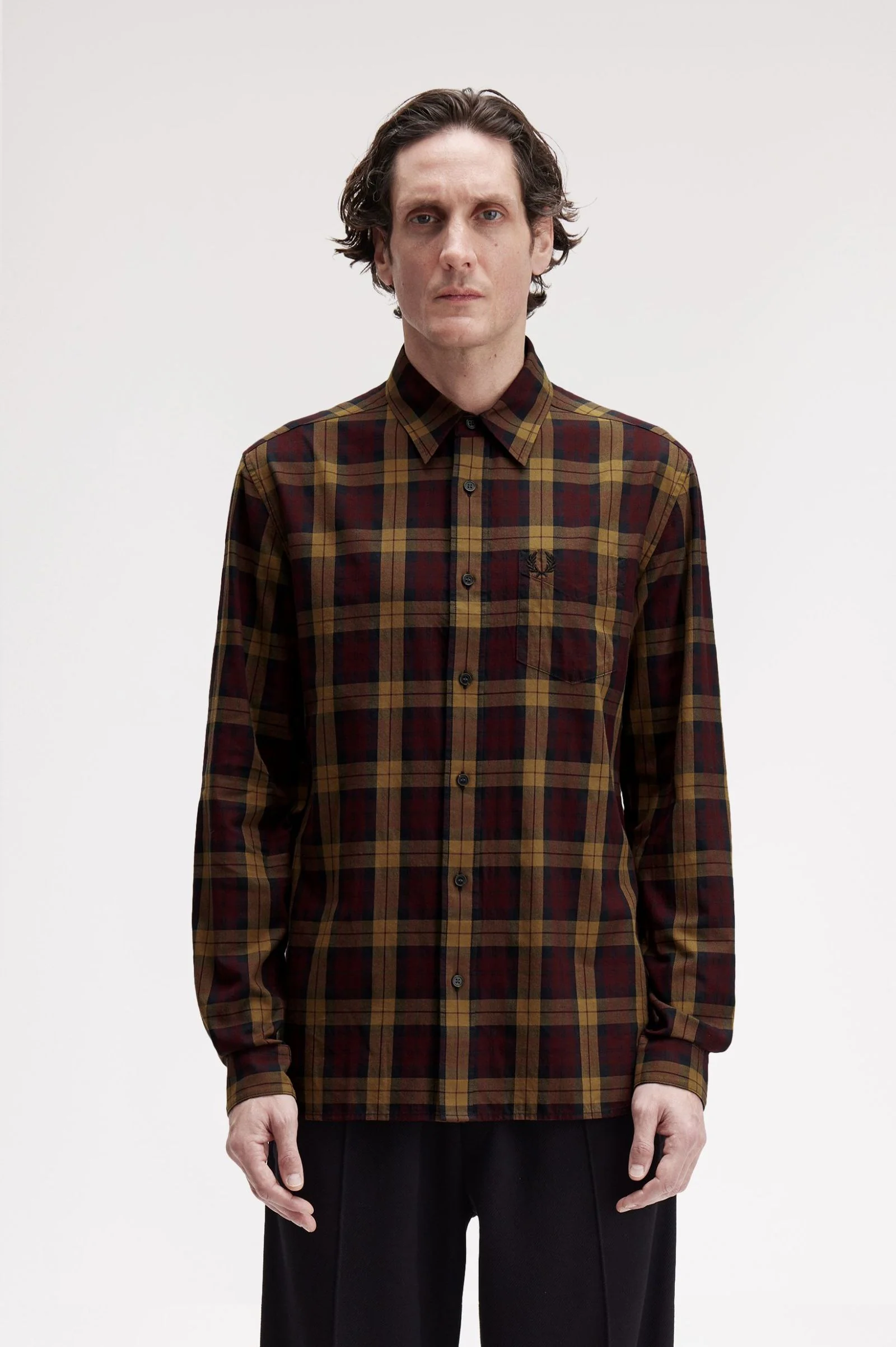 Hemden lange mouw rood Fred Perry
