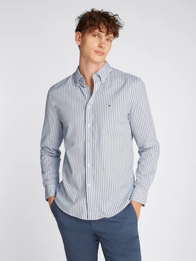 Hemden lange mouw blauw Tommy Hilfiger