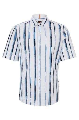 Hemden korte mouw multicolor Boss Men Black