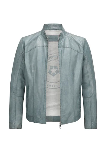 Leren jassen blauw Milestone - Image 3