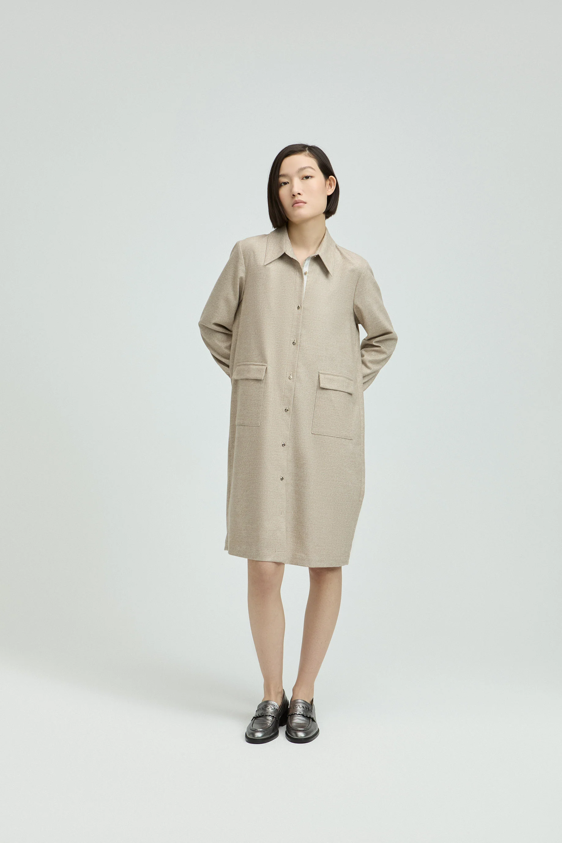 Jurken lange mouw beige Xandres - Image 3