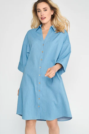 Jurken korte mouw blauw Marie Méro