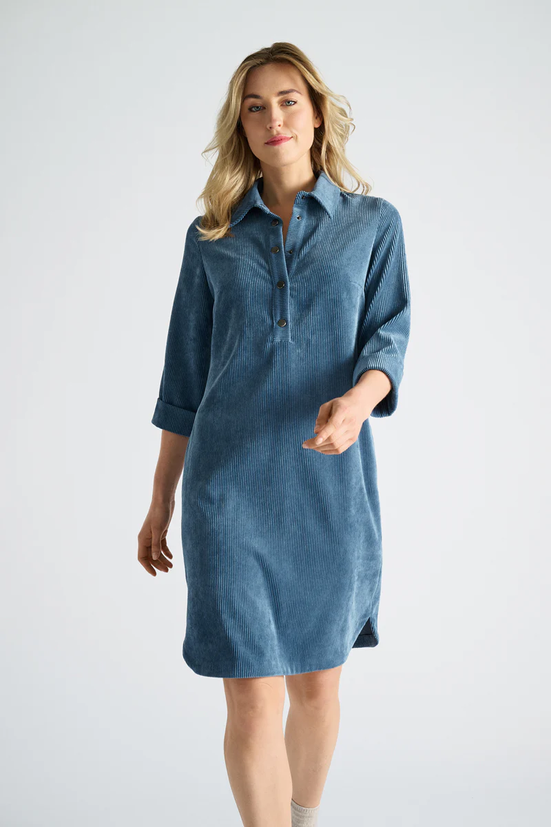 Jurken lange mouw blauw Marie Méro