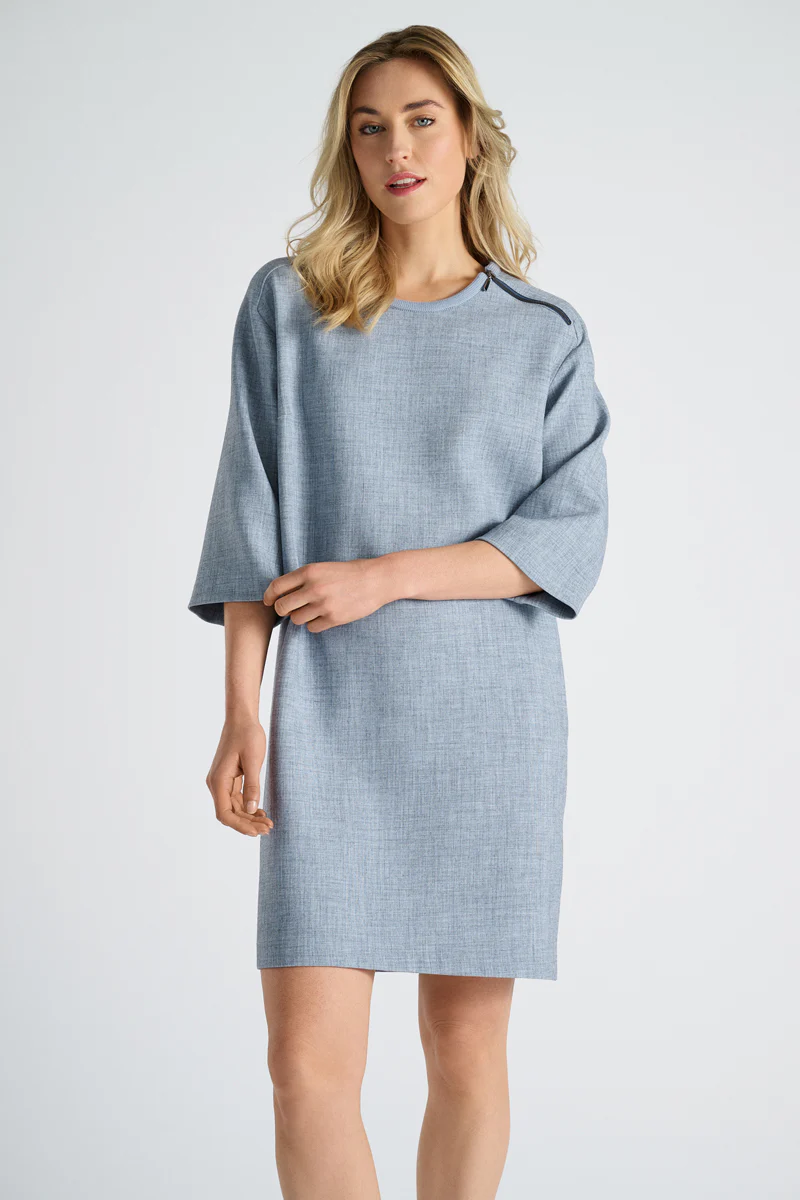 Jurken lange mouw blauw Marie Méro