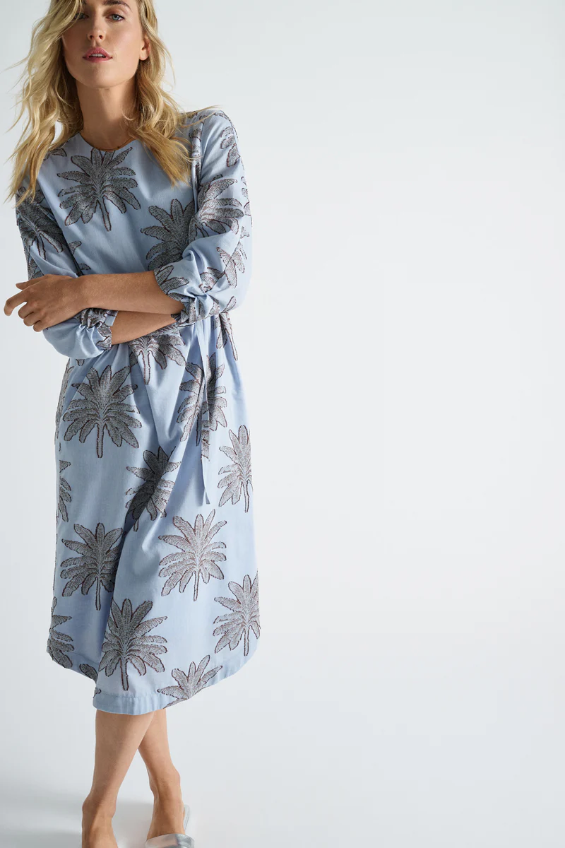 Jurken korte mouw blauw Marie Méro