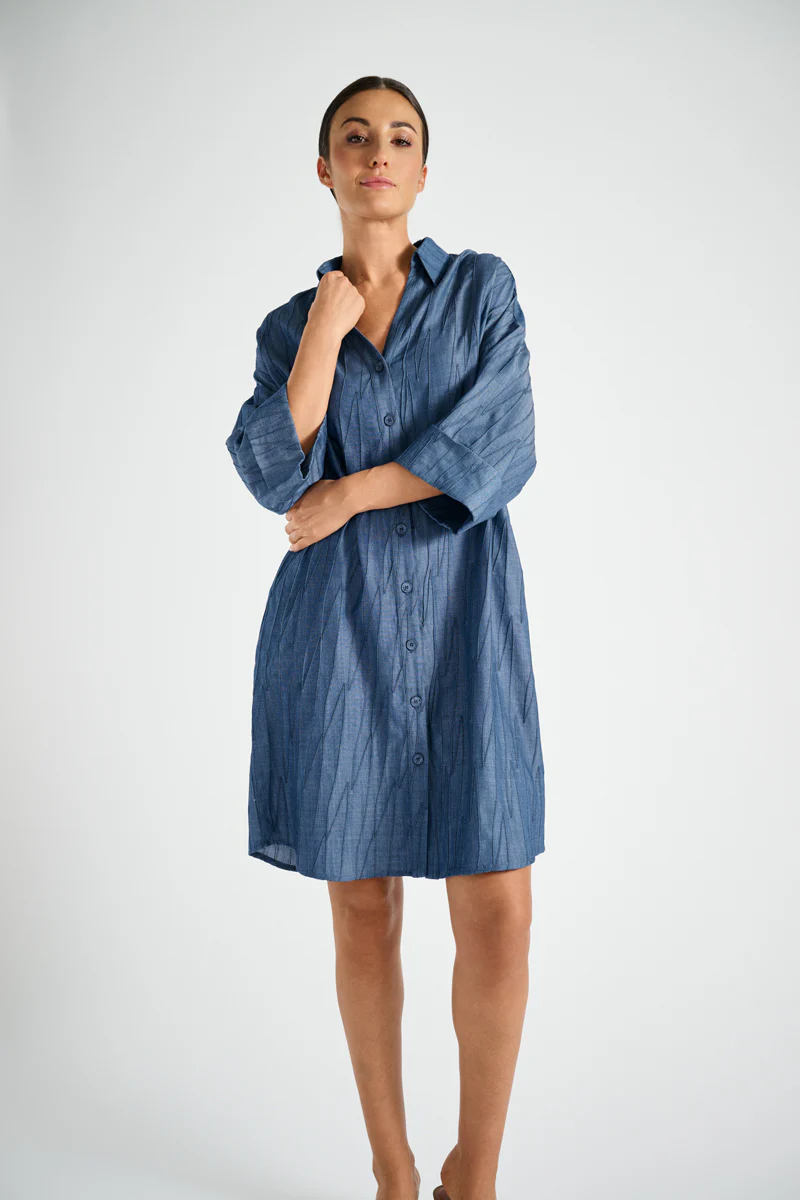 Jurken korte mouw blauw Marie Méro