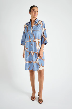 Jurken lange mouw blauw Marie Méro