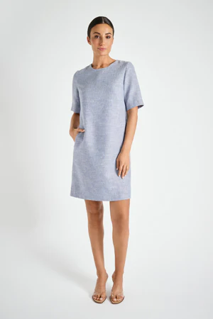 Jurken korte mouw blauw Marie Méro