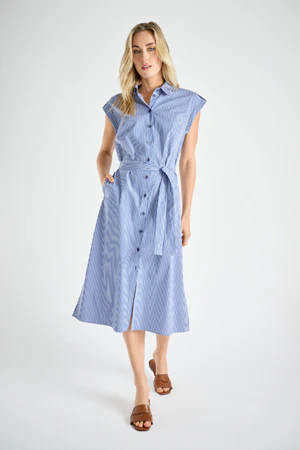 Jurken korte mouw blauw Marie Méro
