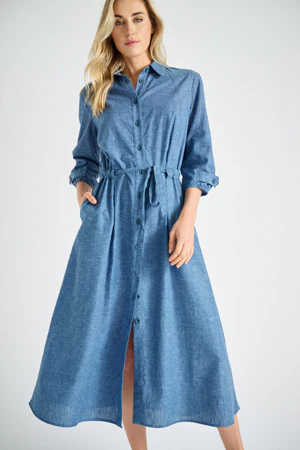 Jurken korte mouw blauw Marie Méro