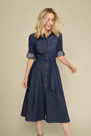 Jurken korte mouw blauw Marie Méro