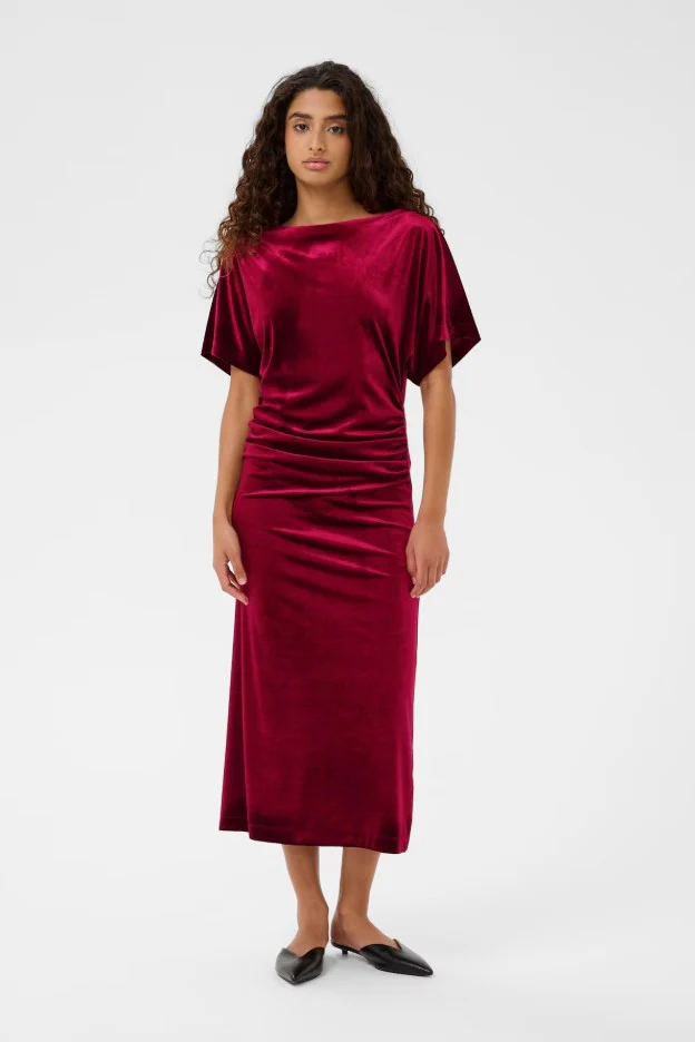 Jurken korte mouw bordeaux Soaked In Luxury