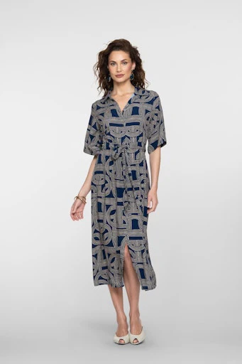 Jurken korte mouw navy Geisha