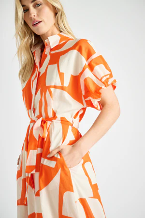 Jurken korte mouw oranje Marie Méro