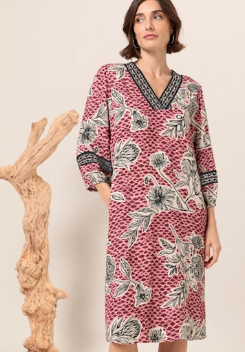 Jurken lange mouw rood Bianca - Image 4