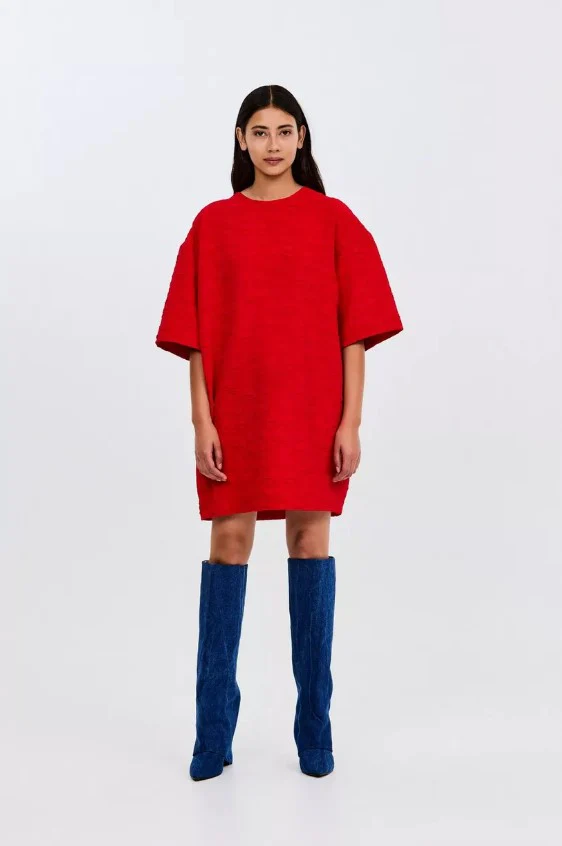 Jurken korte mouw rood CKS