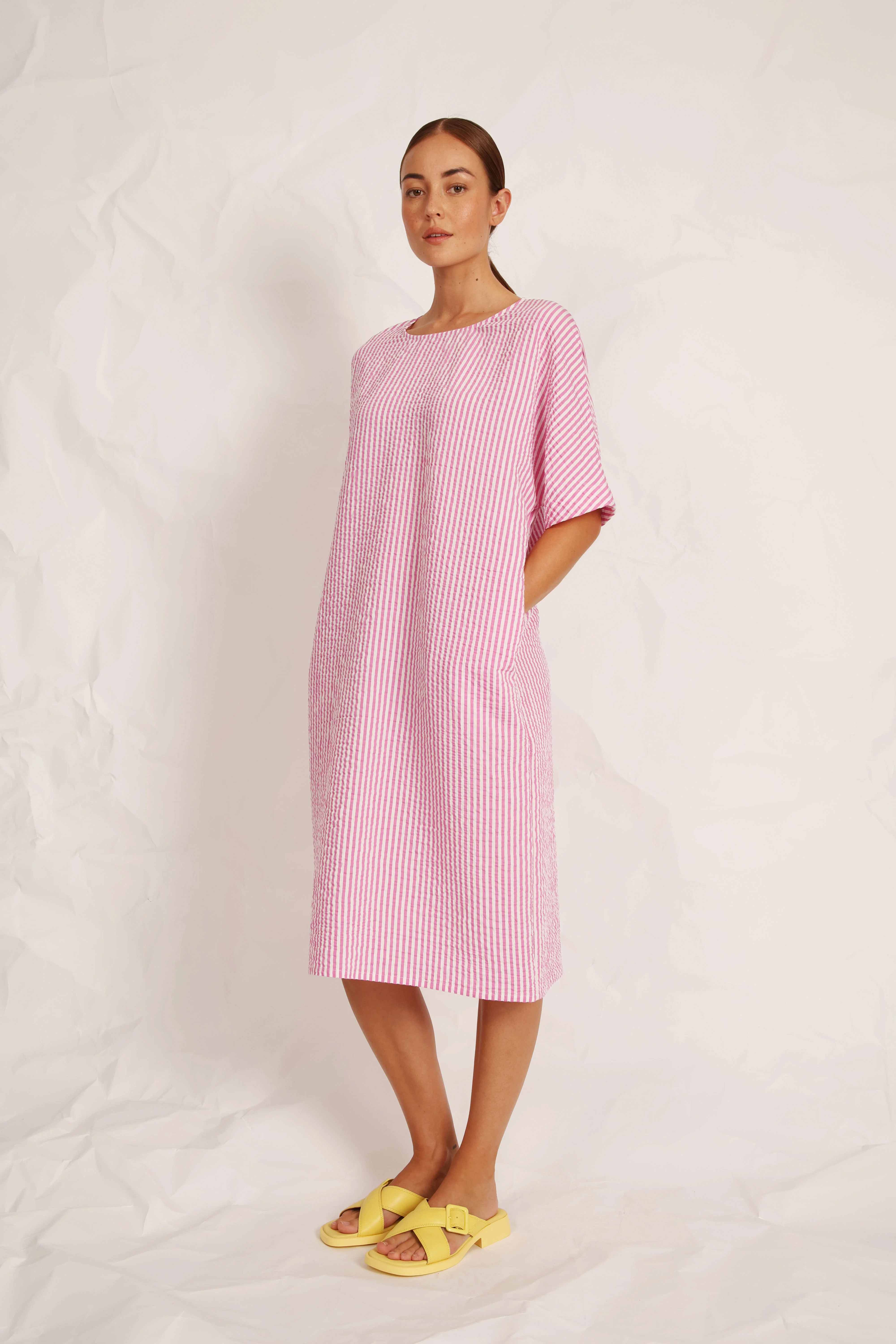 Jurken korte mouw roze Hampton Bays