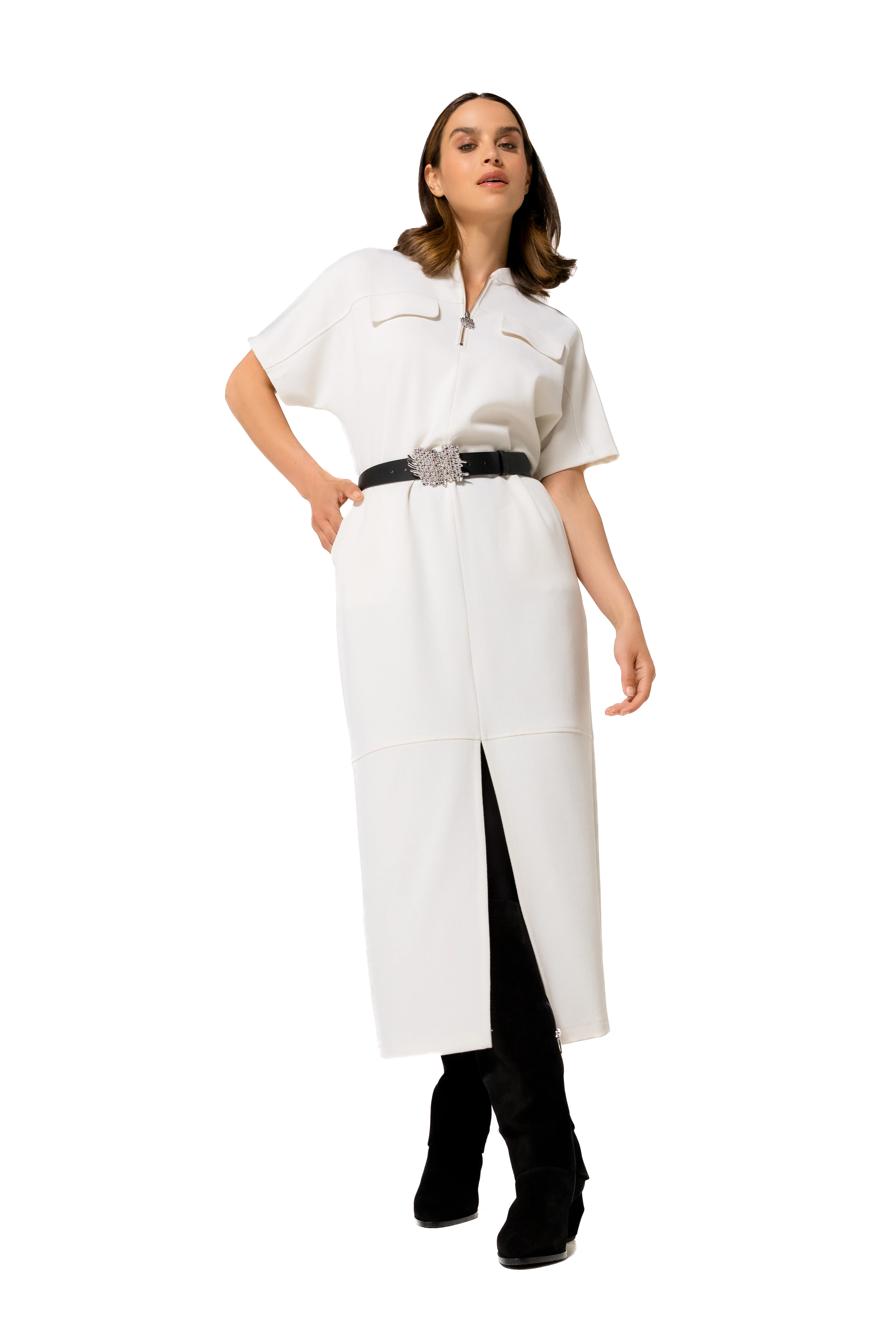 Jurken korte mouw beige Caroline Biss - Image 3