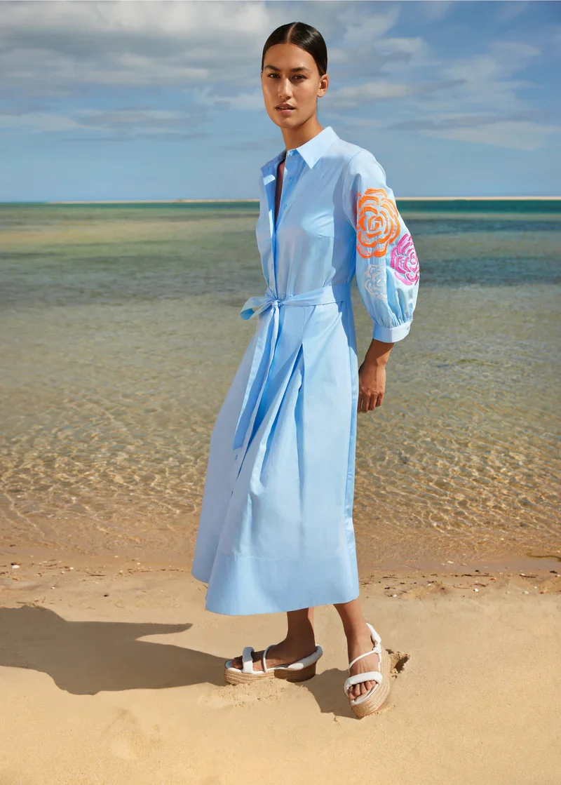 Jurken lange mouw blauw Atmos
