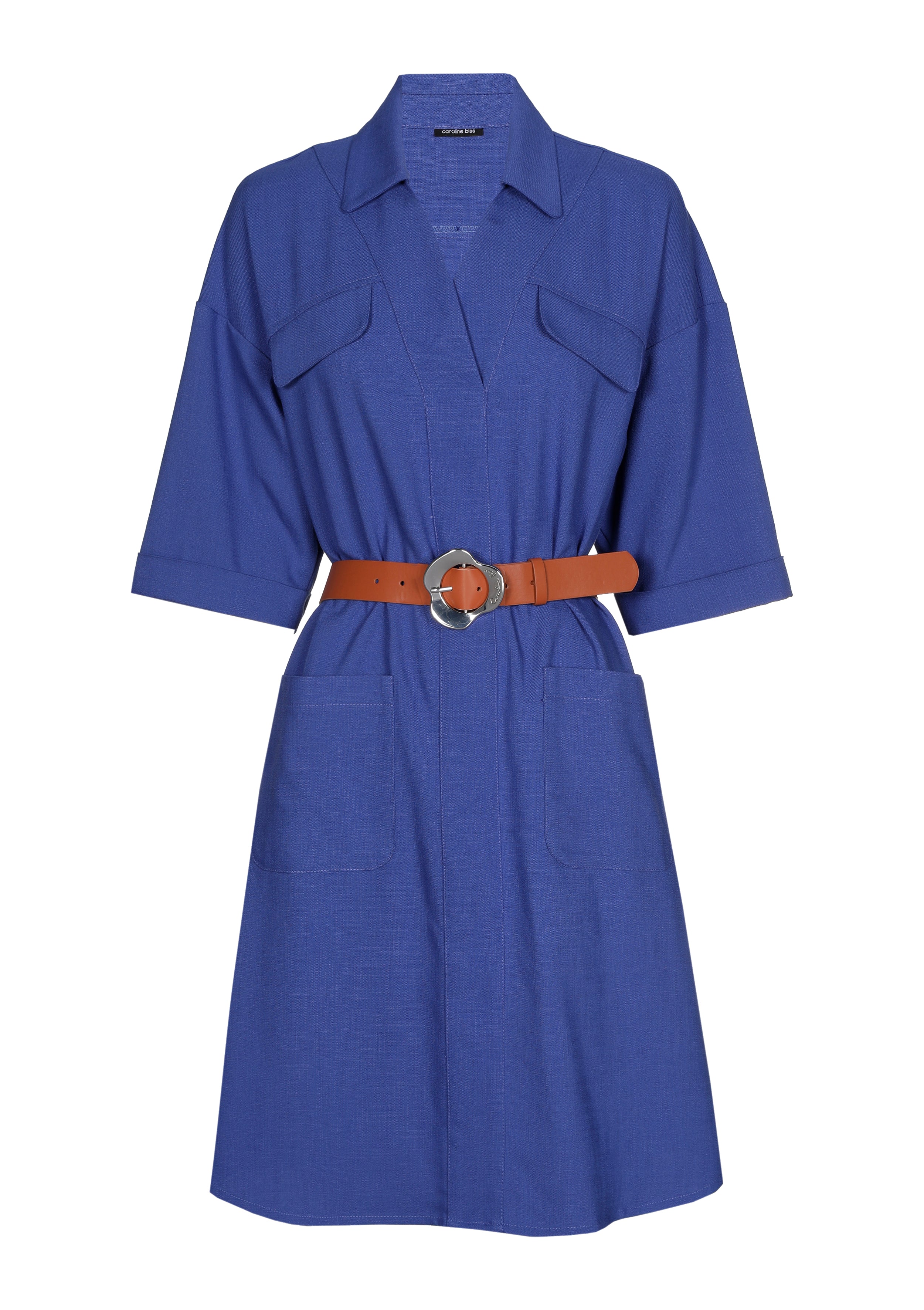 Jurken lange mouw blauw Caroline Biss