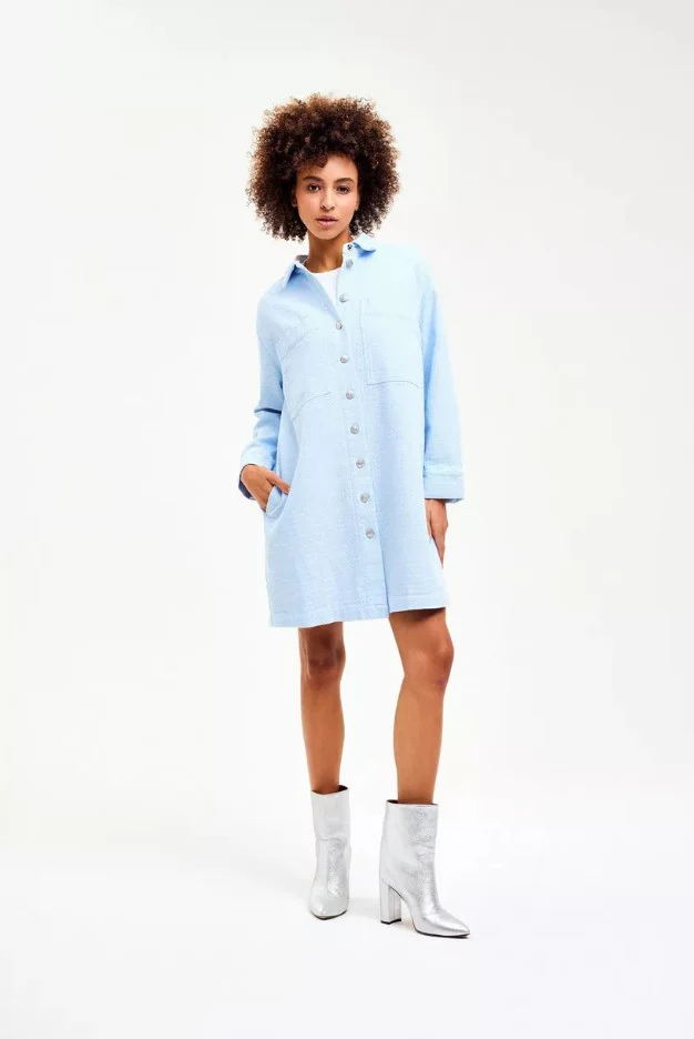 Jurken lange mouw blauw CKS