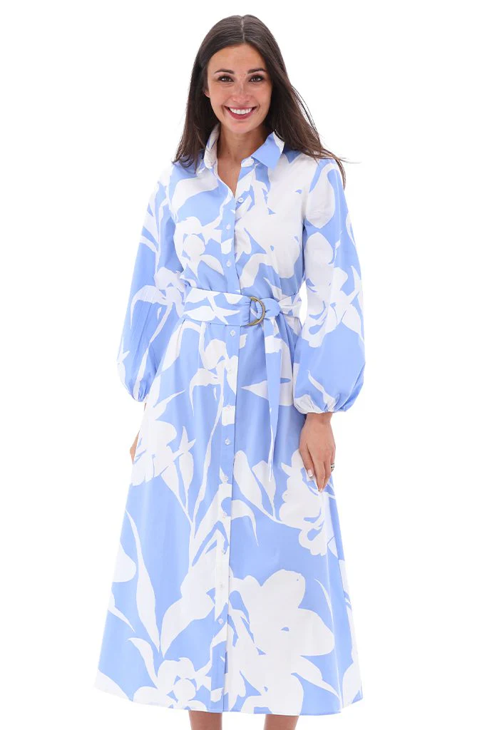 Jurken lange mouw blauw K[DESIGN]