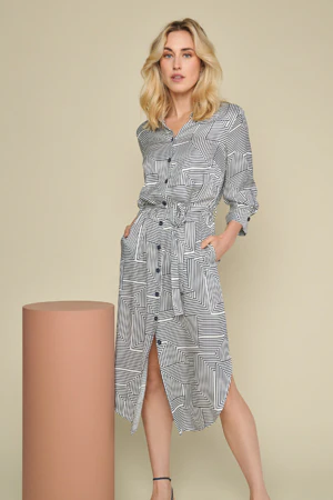 Jurken lange mouw blauw Marie Méro