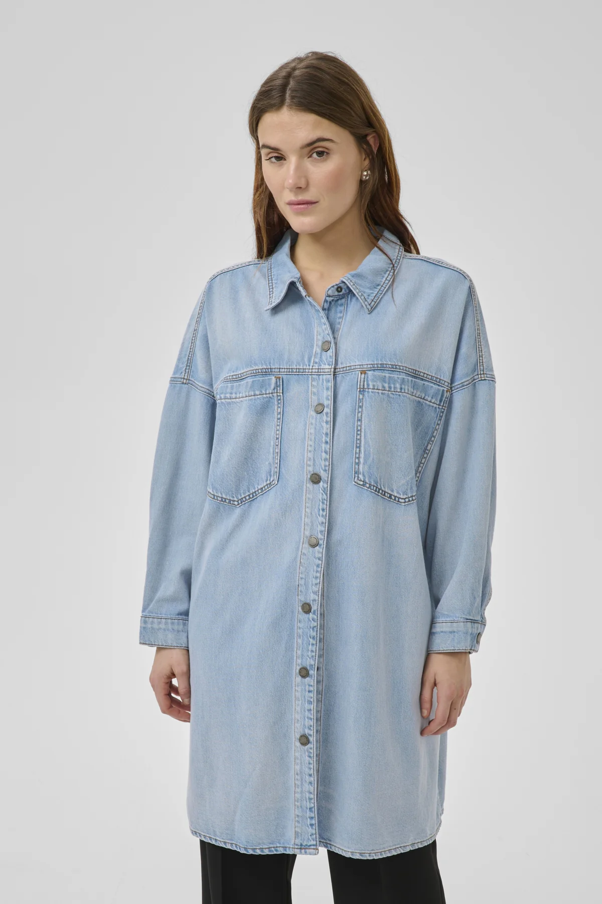 Jurken lange mouw blauw My Essential Wardrobe - Image 5