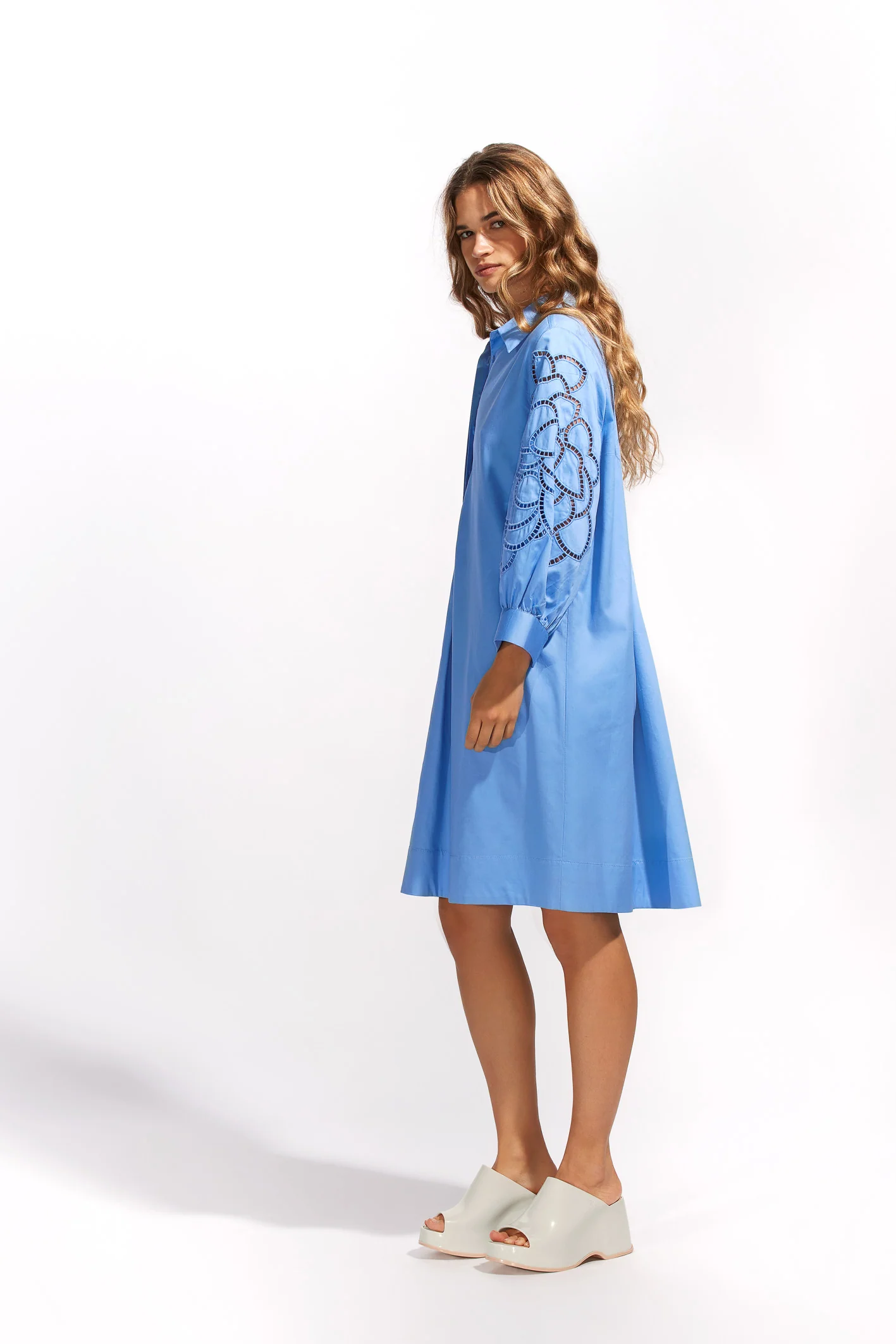Jurken lange mouw blauw Senso